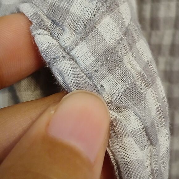 Old Navy Women’s Size L Gingham Button Up Shirt Gray White Long Sleeve Casual - Picture 3 of 8